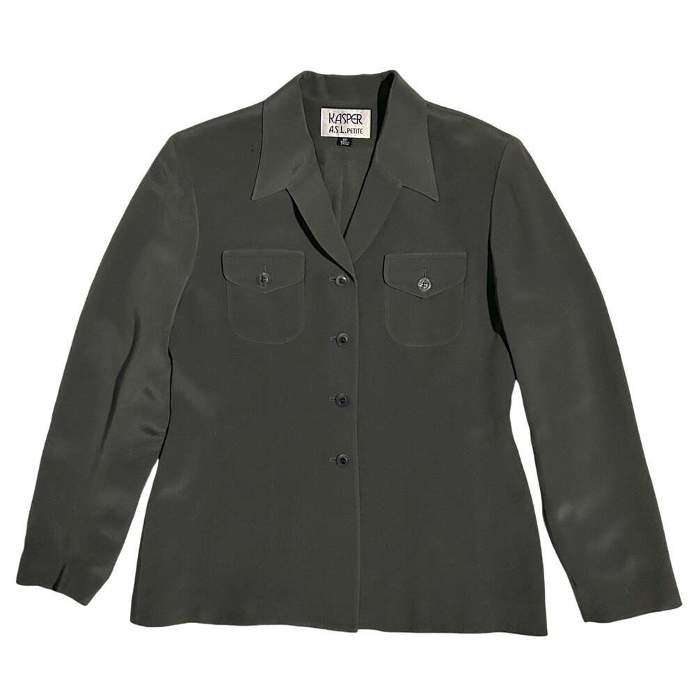 Kasper A.S.L. Silk Gray Blazer 8 Petite